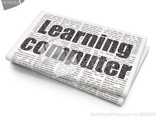 Image of Learning concept: Learning Computer on Newspaper background