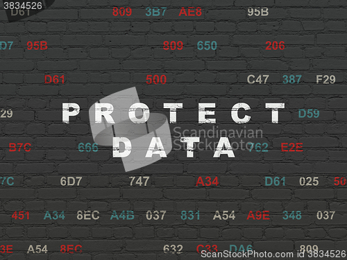 Image of Protection concept: Protect Data on wall background