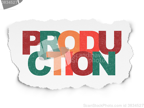 Image of Finance concept: Production on Torn Paper background