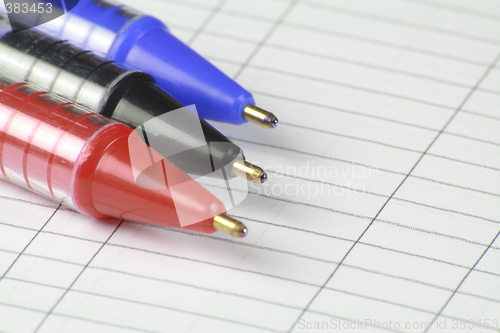 Image of three pens on note paper