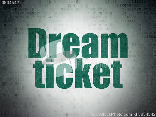 Image of Finance concept: Dream Ticket on Digital Paper background