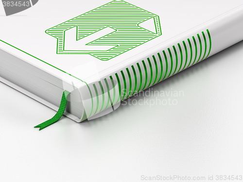 Image of Web development concept: closed book, Download on white background