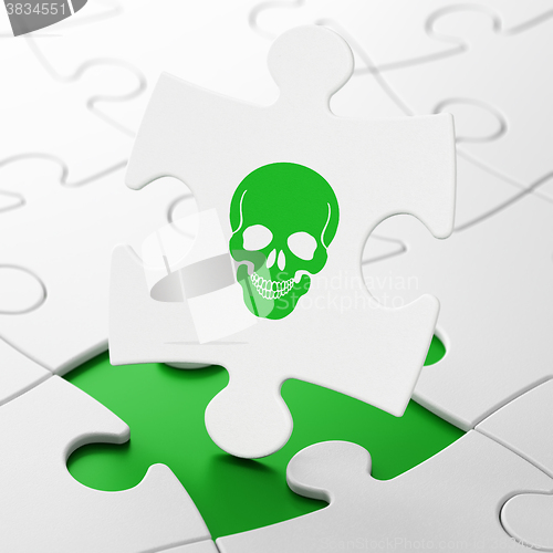 Image of Medicine concept: Scull on puzzle background