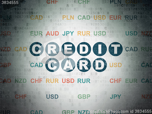 Image of Currency concept: Credit Card on Digital Paper background