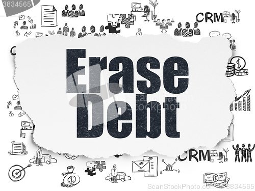 Image of Finance concept: Erase Debt on Torn Paper background