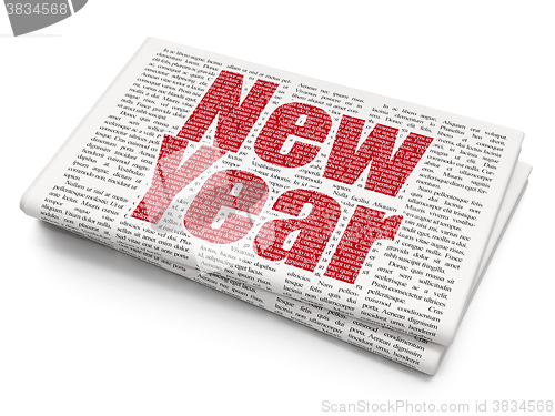 Image of Holiday concept: New Year on Newspaper background