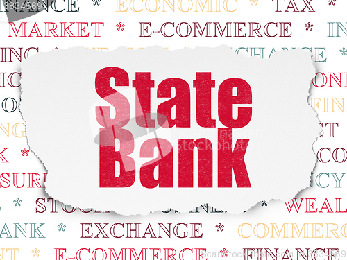 Image of Currency concept: State Bank on Torn Paper background