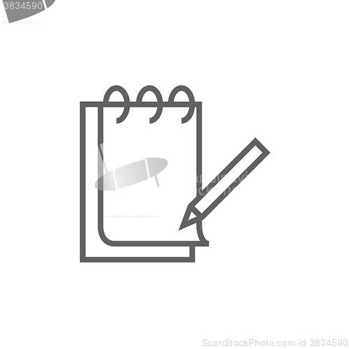 Image of Notepad with pencil line icon.