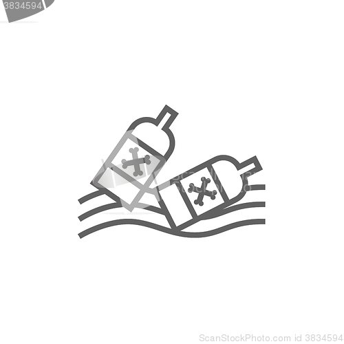 Image of Bottles floating in water line icon.