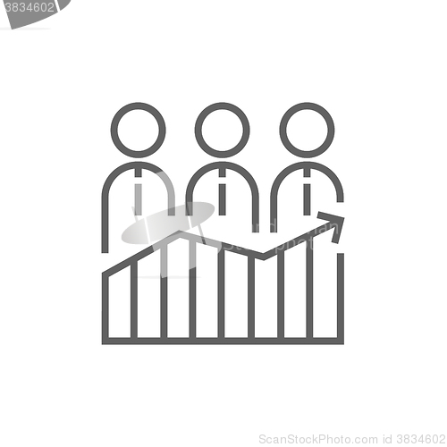 Image of Businessmen standing on profit graph line icon.