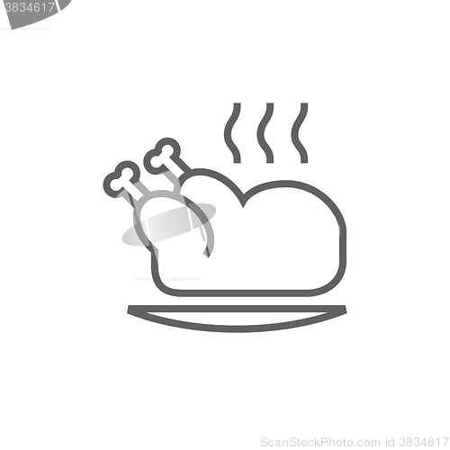 Image of Baked whole chicken line icon.