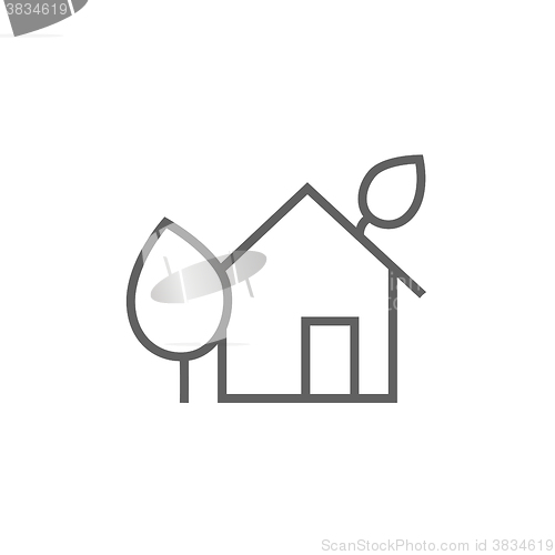 Image of Eco-friendly house line icon.