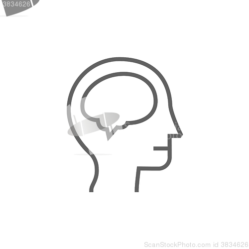 Image of Human head with brain line icon.