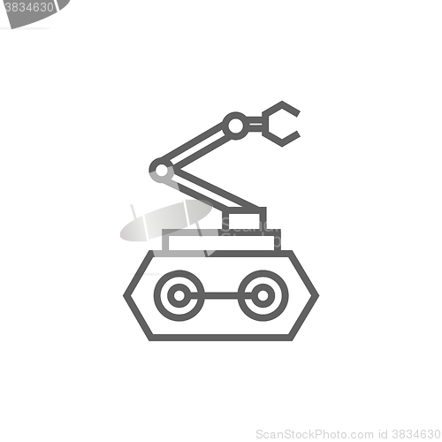 Image of Industrial mechanical robot arm line icon.