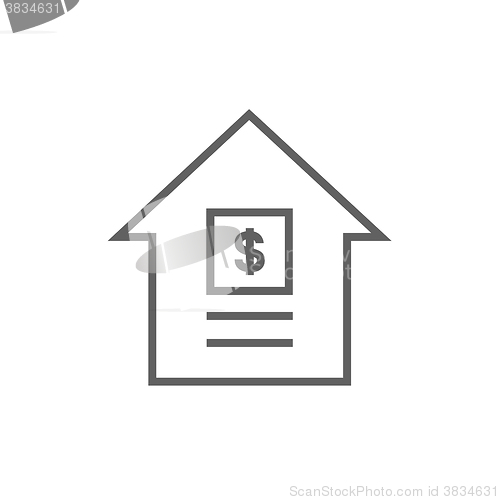 Image of House with dollar symbol line icon.