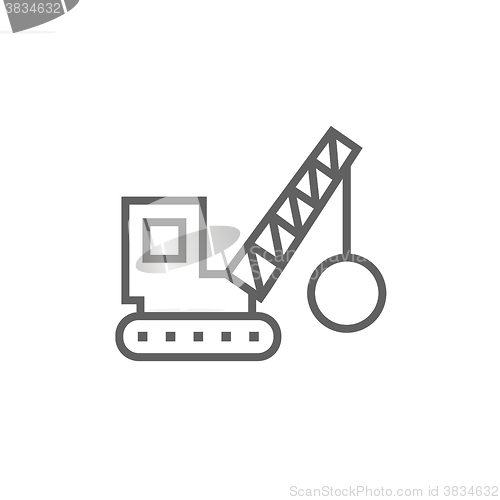 Image of Demolition crane line icon.