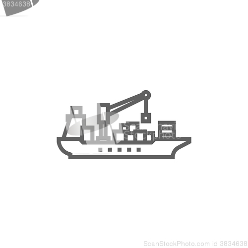 Image of Cargo container ship line icon.