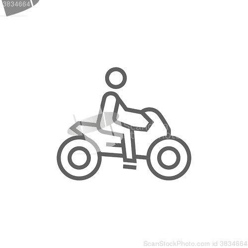 Image of Man riding motorcycle line icon.