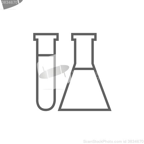 Image of Test tubes line icon.