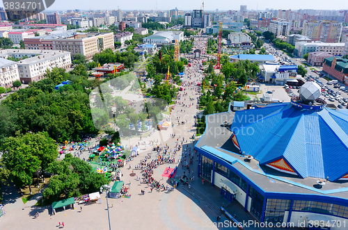 Image of People have good time on Colour Boulevard. Tyumen