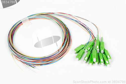 Image of green fiber optic SC connectors