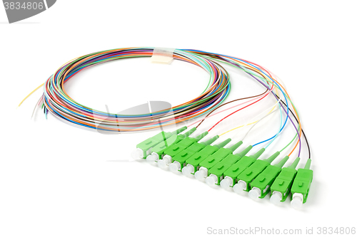 Image of green fiber optic SC connectors