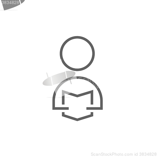 Image of Man reading book line icon.