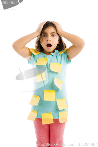 Image of Girl with yellow notes