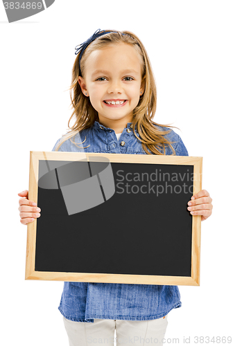 Image of Girl holding a chalkboard