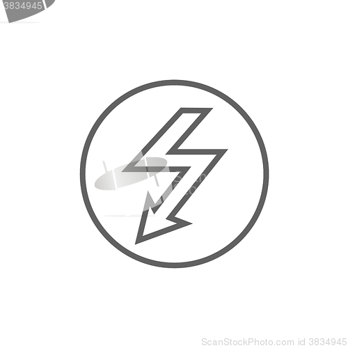 Image of Lightning arrow downward line icon.