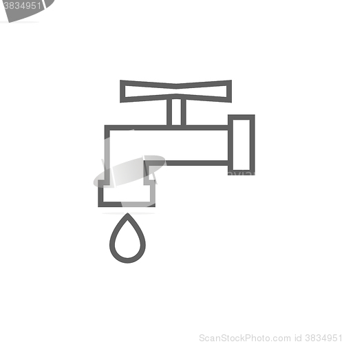 Image of Faucet with water drop line icon.