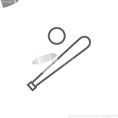 Image of Baseball bat and ball line icon.