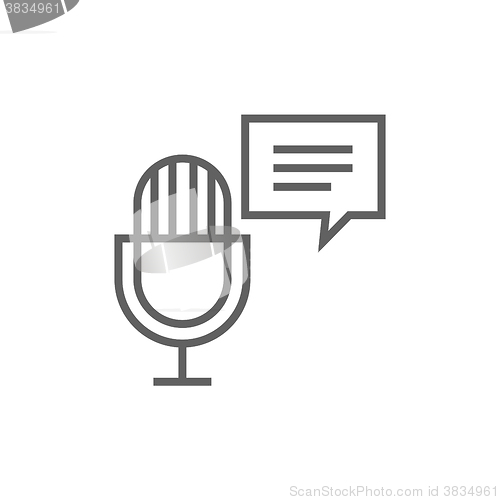 Image of Microphone with speech square line icon.