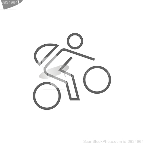 Image of Man riding bike line icon.