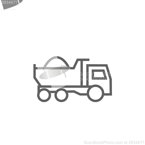 Image of Dump truck line icon.