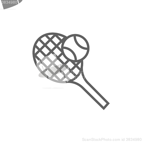 Image of Tennis racket and ball line icon.