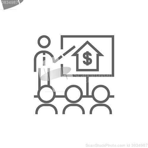 Image of Real estate training line icon.