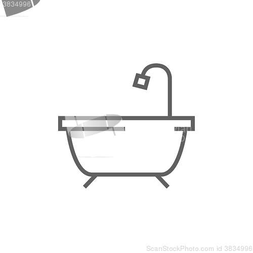 Image of Bathtub with shower line icon.