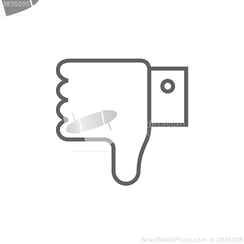 Image of Thumb down hand sign line icon.