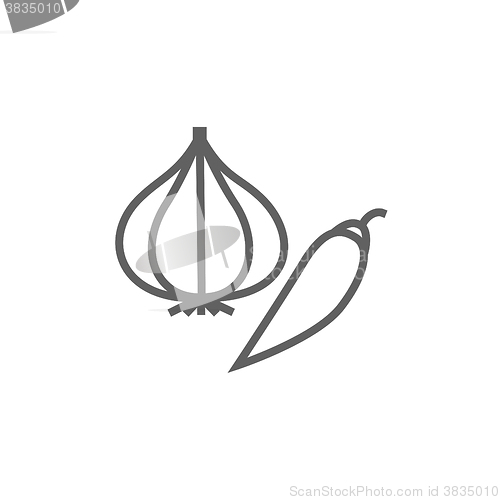 Image of Garlic and chilli line icon.