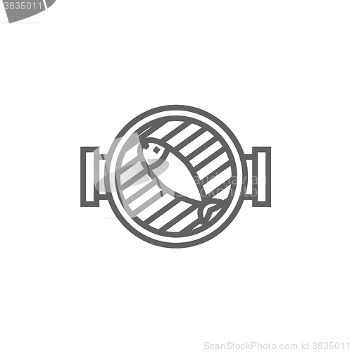 Image of Fish on grill line icon.