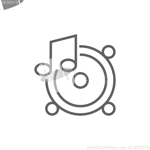Image of Loudspeakers with music note line icon.