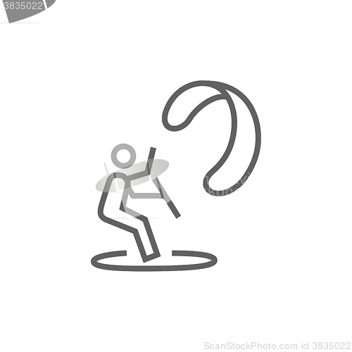 Image of Kite surfing line icon.