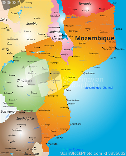 Image of color map of Mozambique country
