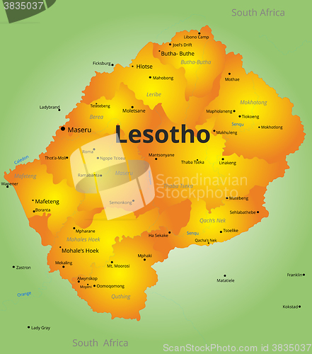 Image of color map of Lesotho country