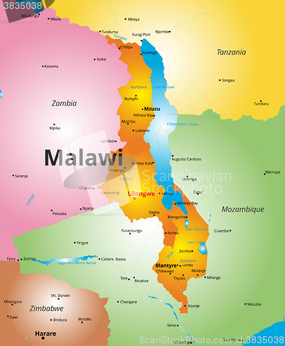Image of color map of Malawi country