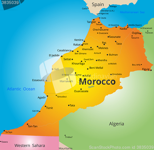 Image of color map of Morocco country