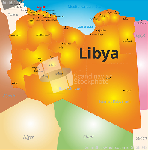 Image of color map of Libya country