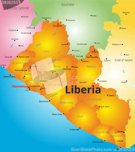 Image of color map of Liberia country