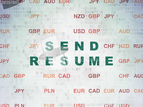 Image of Finance concept: Send Resume on Digital Paper background